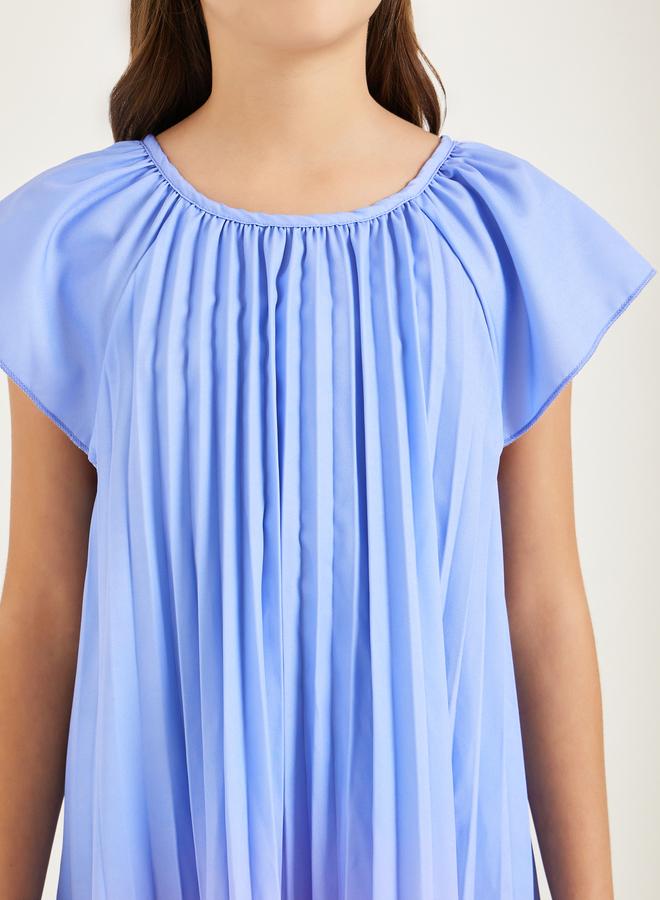 ستايلي فستان ميدي بحافة واسعة بكسرات - Image 3